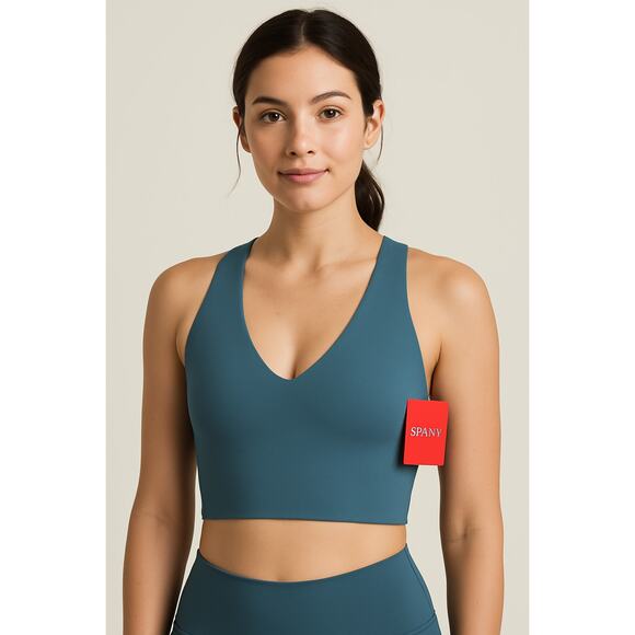 SPANX Longline Medium Impact Sports Bra - Storm Blue (XS) NWT - Picture 1 of 9